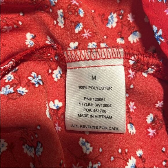 HIPPIE ROSE | red floral cold shoulder top M - Picture 4 of 6